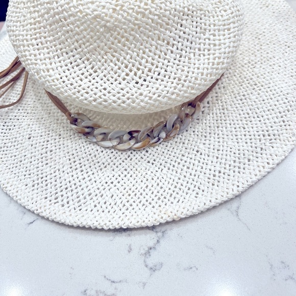 New INC Tortoiseshell-Links Open-Weave Panama Hat white - Picture 6 of 8